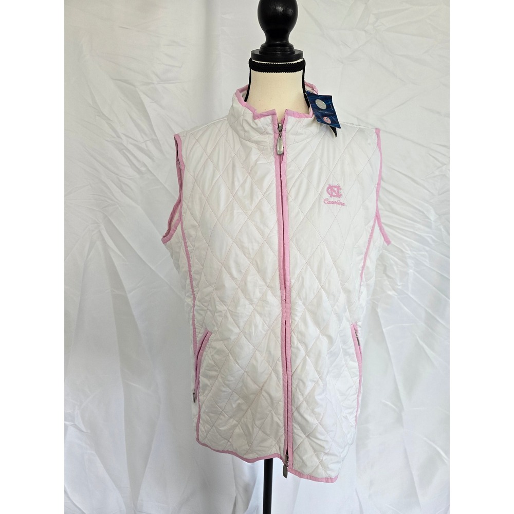 Campus Specialties North Carolina Tar Heels Quilted Vest Womens L Pink Trim NCAA